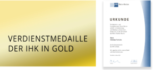 Urkunde über die Verdienstmedaille der IHK Rhein Neckar in Gold
